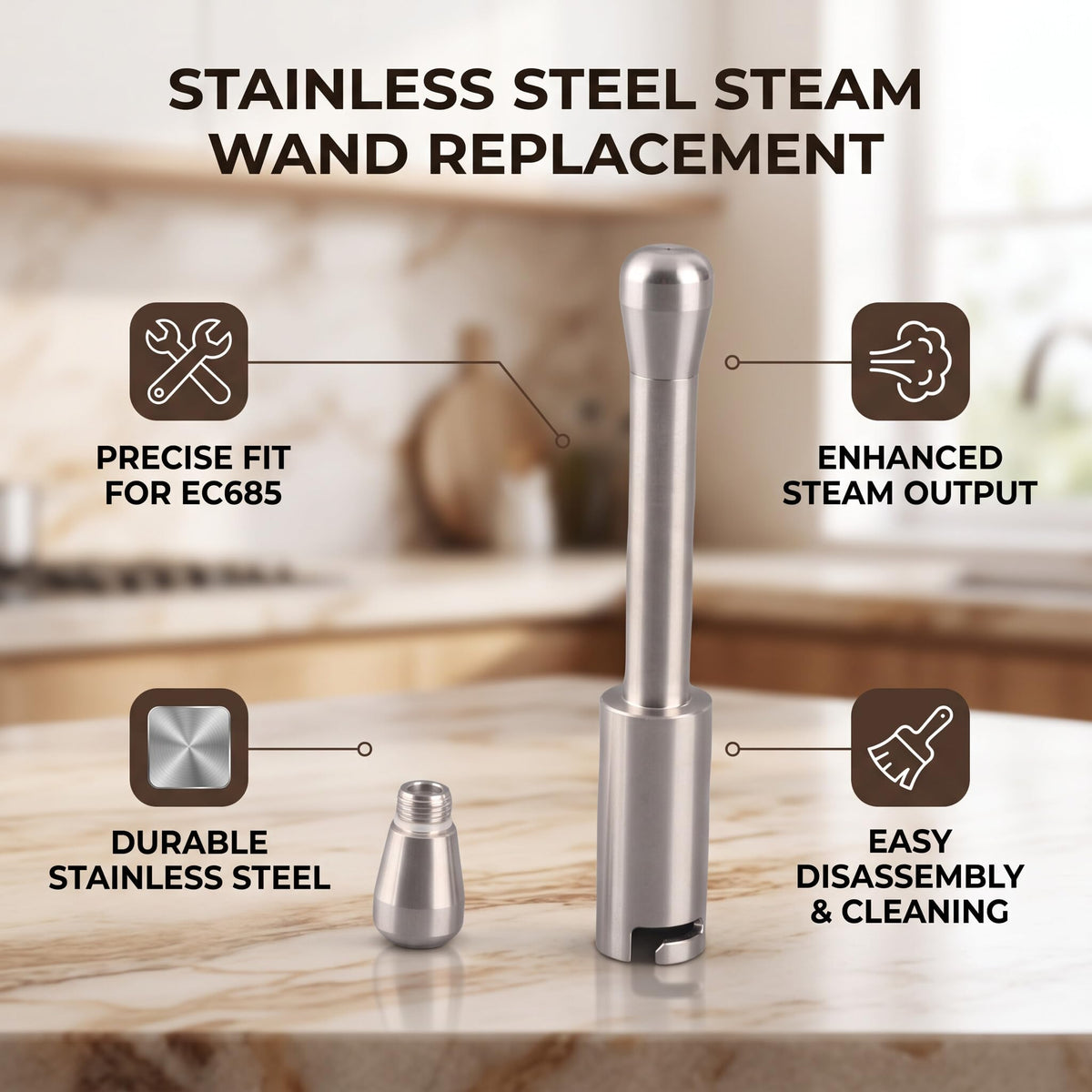 Upgraded Steam Wand Nozzle for delonghi EC685 Espresso