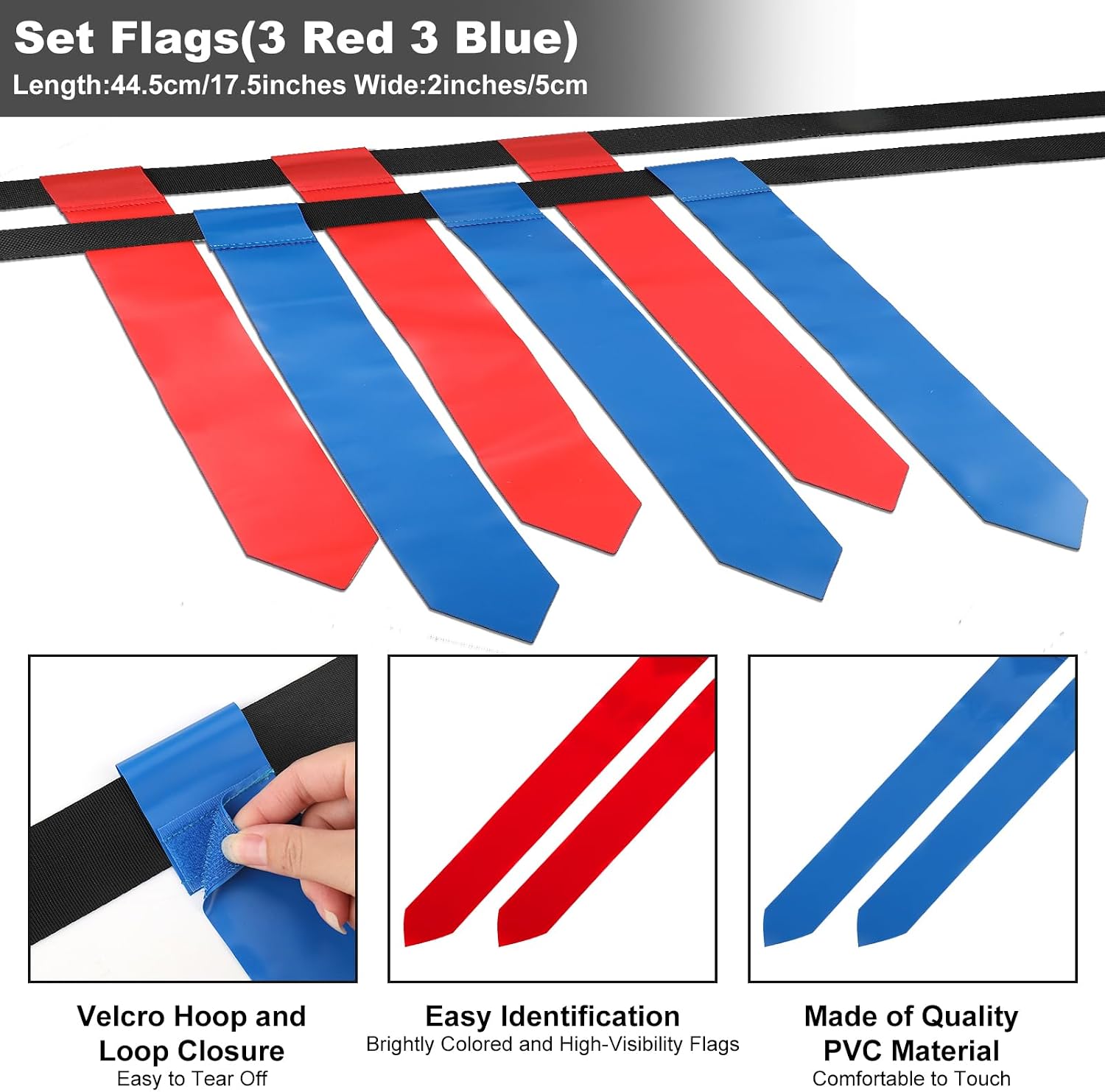 Flag Football Belts,2 Pack Adjustable Flag Football Set with Double Stainless Steel D-Ring Belt and 6 Flags for