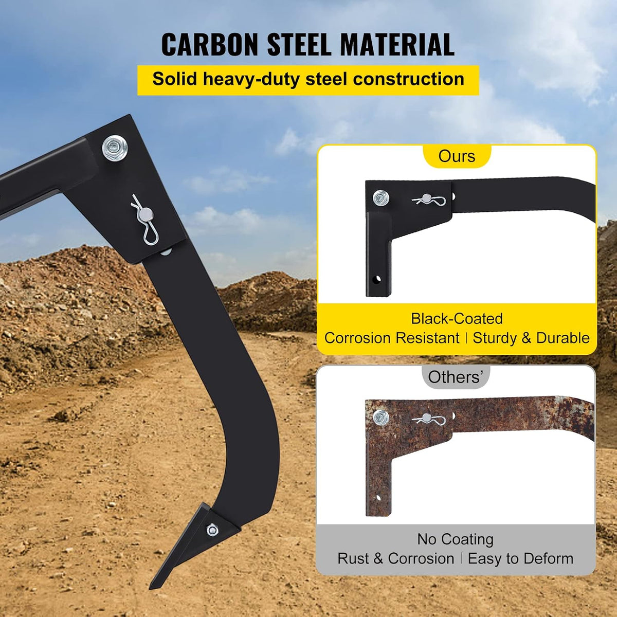 16" Tractor Box Blade Ripper – Hitch-Mounted Shank with 4 Adjustable Depth Settings, 2 Plow Tips & Shear Bolt, Fits
