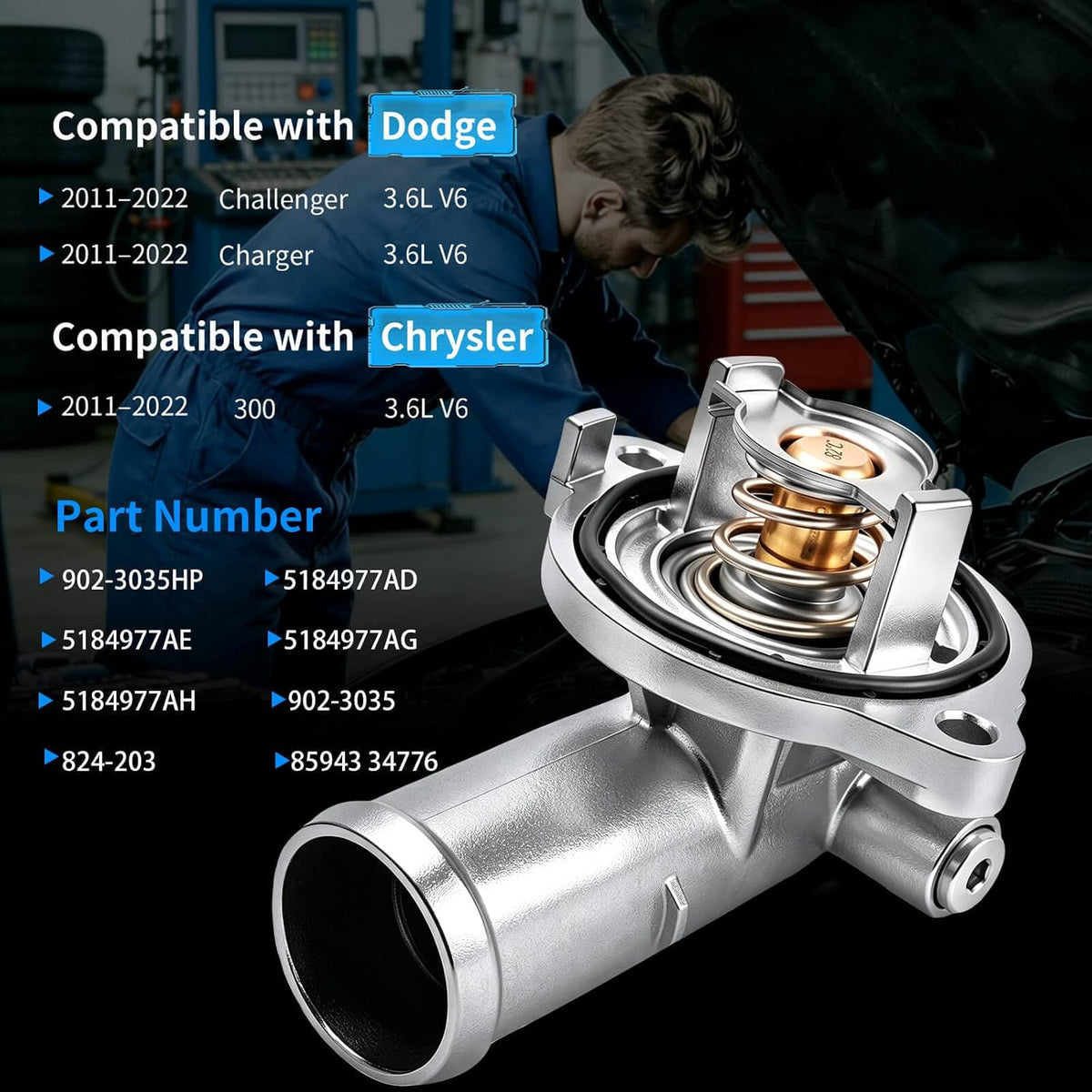 Engine Coolant Thermostat Housing Assembly for Charger Challenger 300 11-22