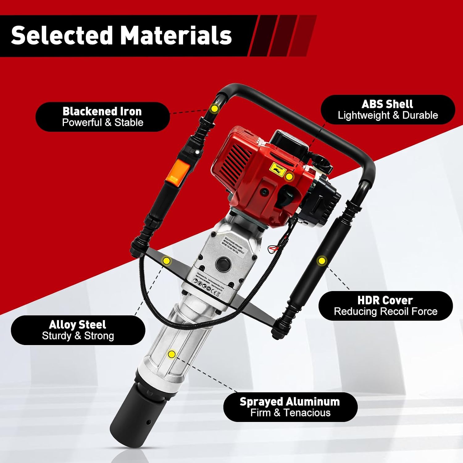 T Post Driver, Post Pounder, 52CC 2-Stroke Gas Powered Fence Post Driver, 2.5HP Heavy Duty Gasoline Post Hammer with