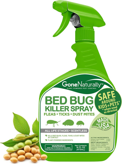 Bed Bug Spray for Mattresses, Headboards & Travel Bags – Scentless, Non-Staining Killer for Bed Bugs, Eggs, Nymphs, &