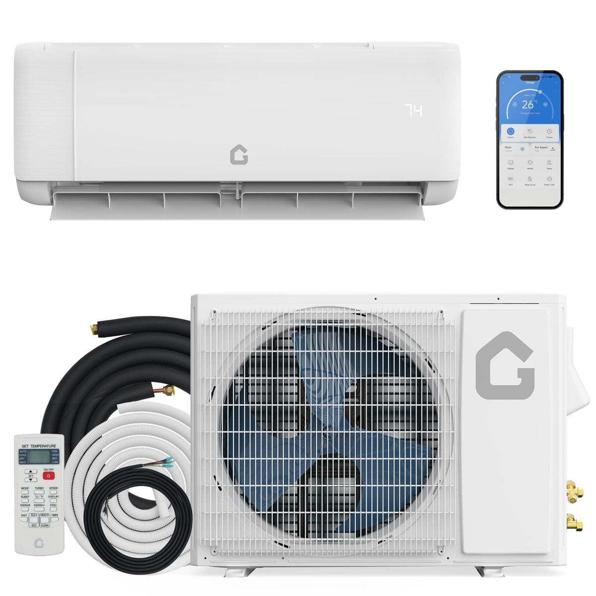 12,000 BTU Mini Split Air Conditioner & Heater, 22 SEER2, 115V