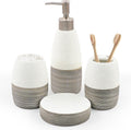 Bathroom Accessories Set,4 PCS Ceramic Bath Accessory,Grey White | Includes Toothbrush Holder, Toothbrush Cup, Soap