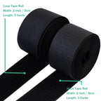 2 Inch Sew on Hook and Loop Strips, Black, 3 Yards