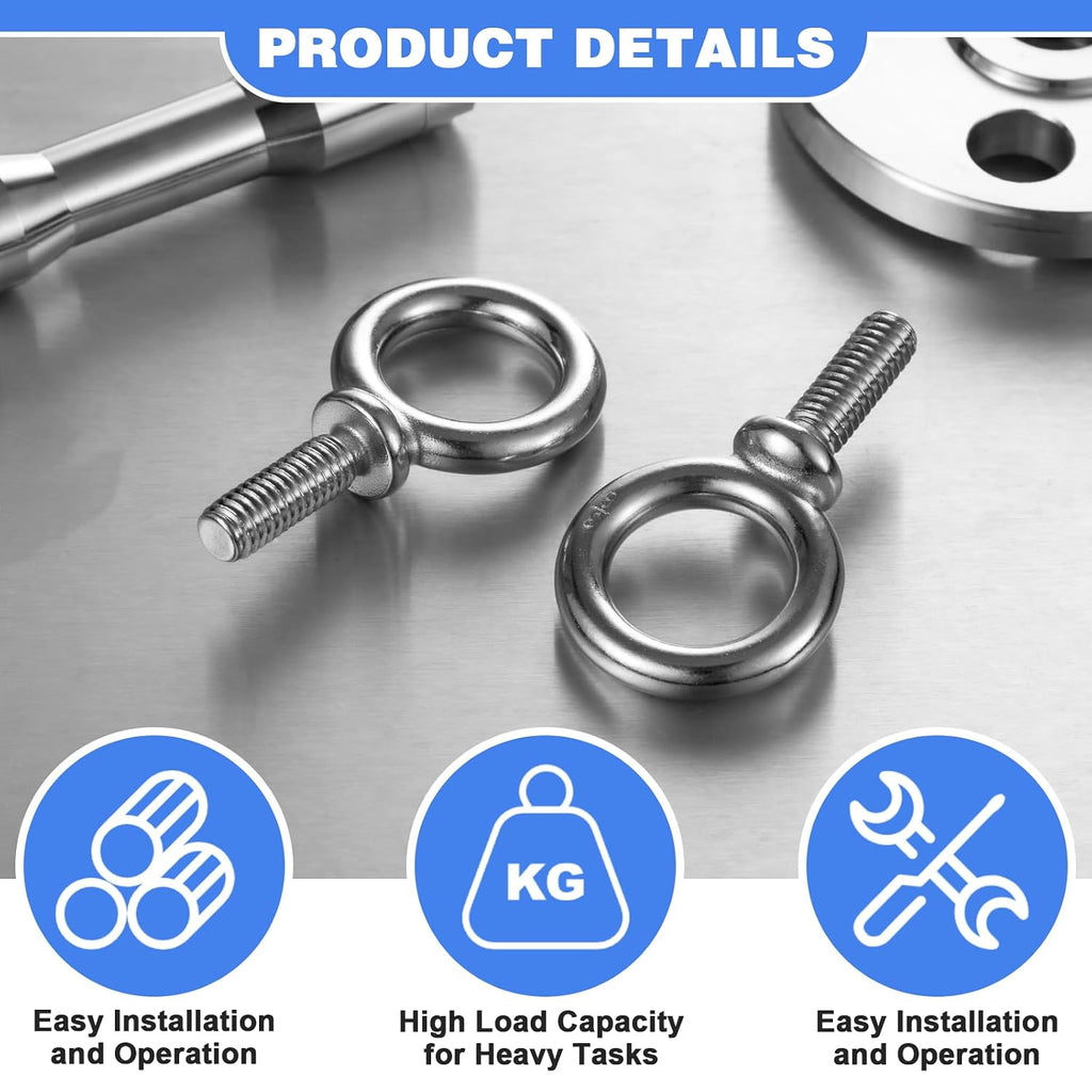 Hicarer 20 Pack Lifting Ring Shoulder Eye Bolt Machinery, 3/8"-16 x 1 UNC