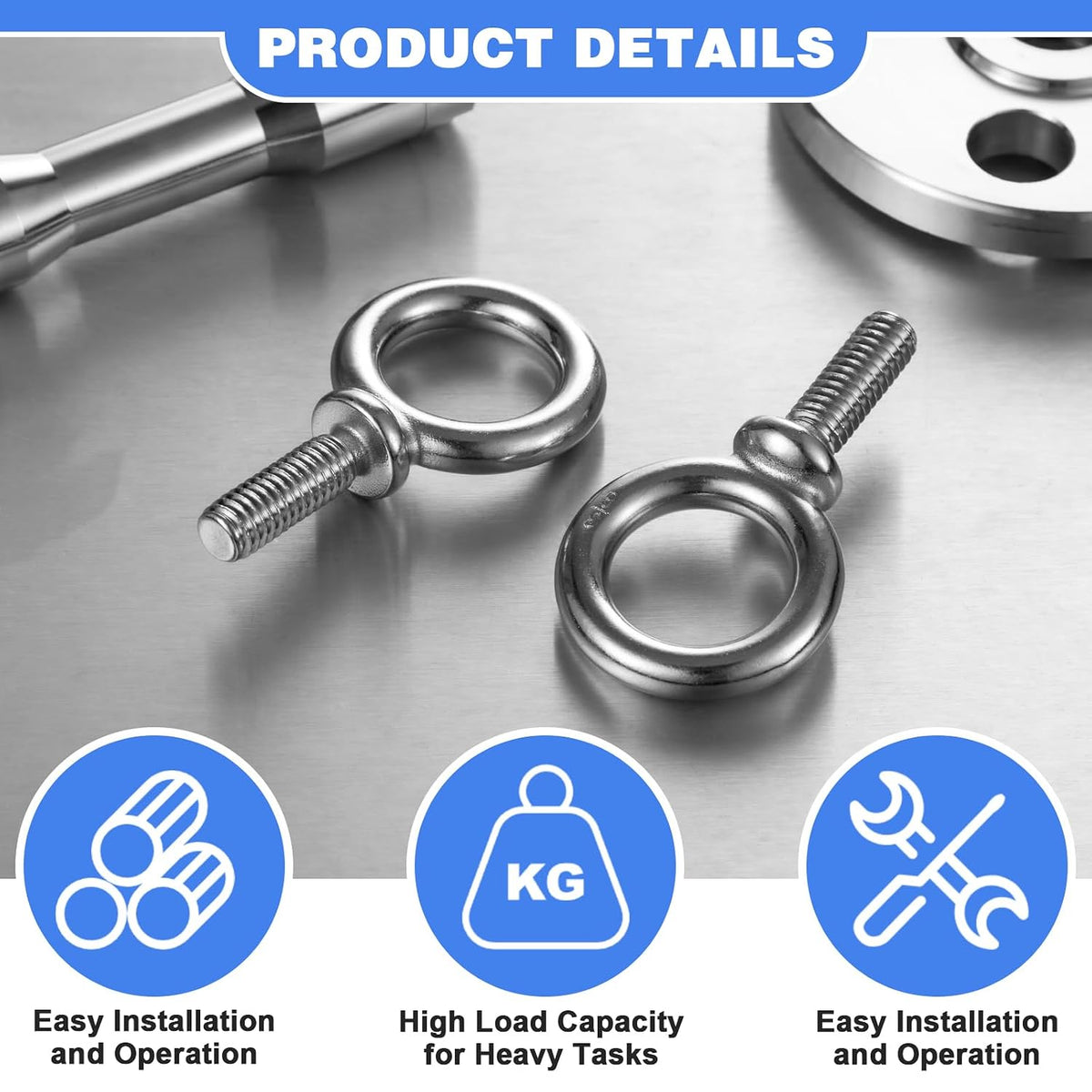 Hicarer 20 Pack Lifting Ring Shoulder Eye Bolt Machinery, 3/8"-16 x 1 UNC