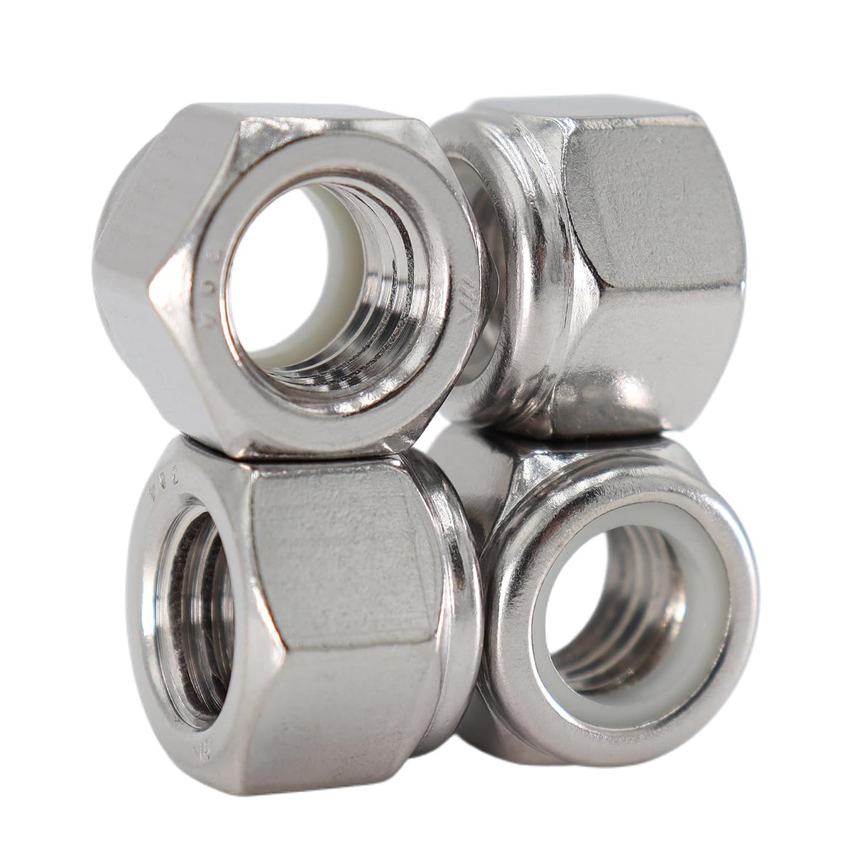 1/2-13 Lock Nut, 10Pcs 304 Stainless Steel Nylock Insert Locking Nuts