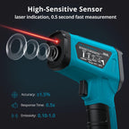 Infrared Thermometer Gun, -58°F to 1472°F(-50~800°C), Sky Blue