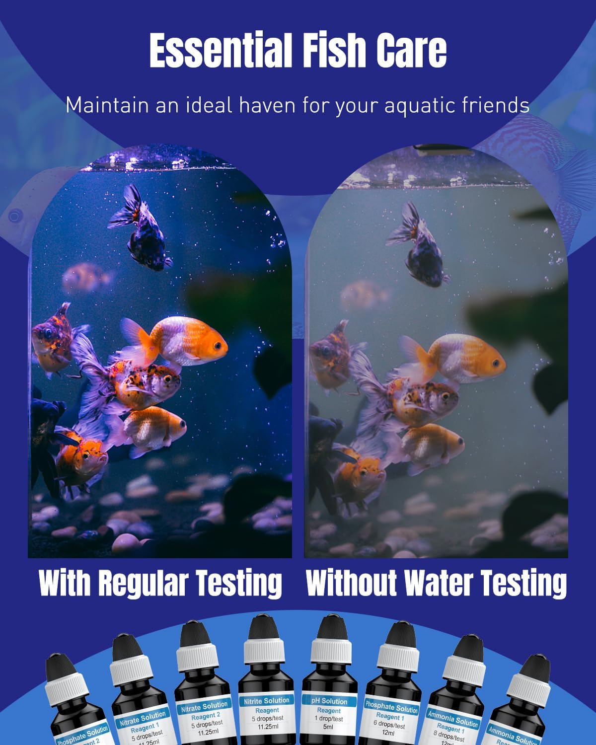 5 in 1 Aquarium Water Master Test Kit, Fish Tank Water Testing Kit | Aquarium Water Test Kit for pH Nitrite Nitrate