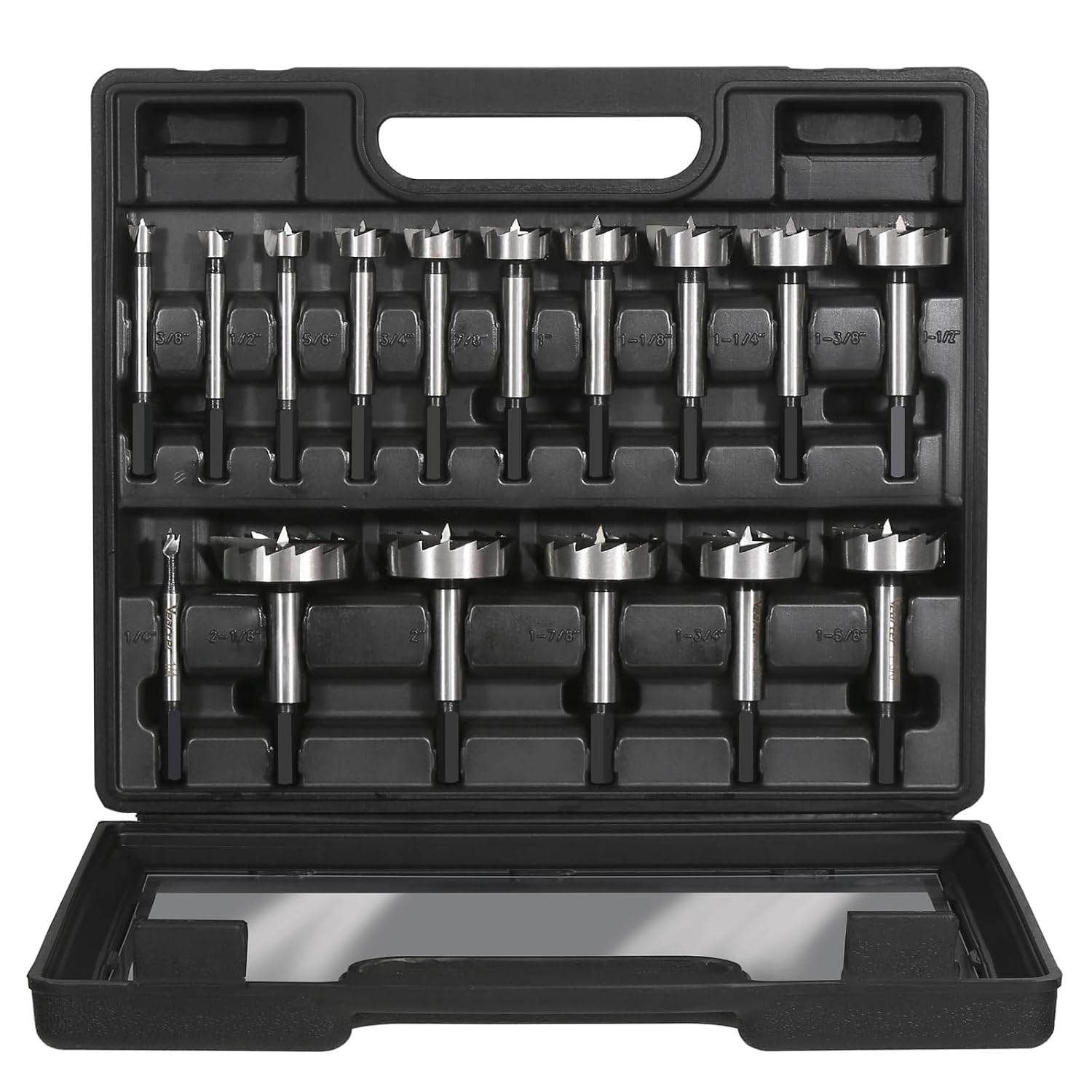 1/4''-2-1/8'' 16PCS HCS Forstner Drill Bit Set for Wood, Hex Shank | Multi-Tooth Forstner Bits for Woodworking, Wood