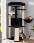 Corner Cat Tree for Indoor Cats, Cat Tower with All Sisal Scratching Posts, Multi-Level Cat Condo wth Cat Cave, Large