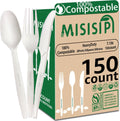 150-Count Compostable Utensils Set - Heavy Duty BPI Certified, Plastic-Free Disposable Forks, Spoons, Knives for BBQ