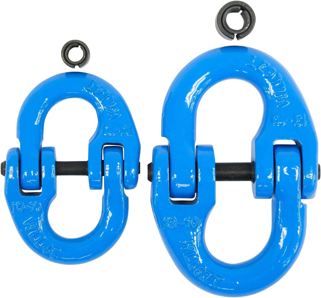 Mytee Products 4 Pack Grade 100 3/8" Forged Alloy Steel Hammerlock Coupling Link - Blue, 8800 lbs Working Load Limit | Heavy Duty G100 Connecting HammerLink