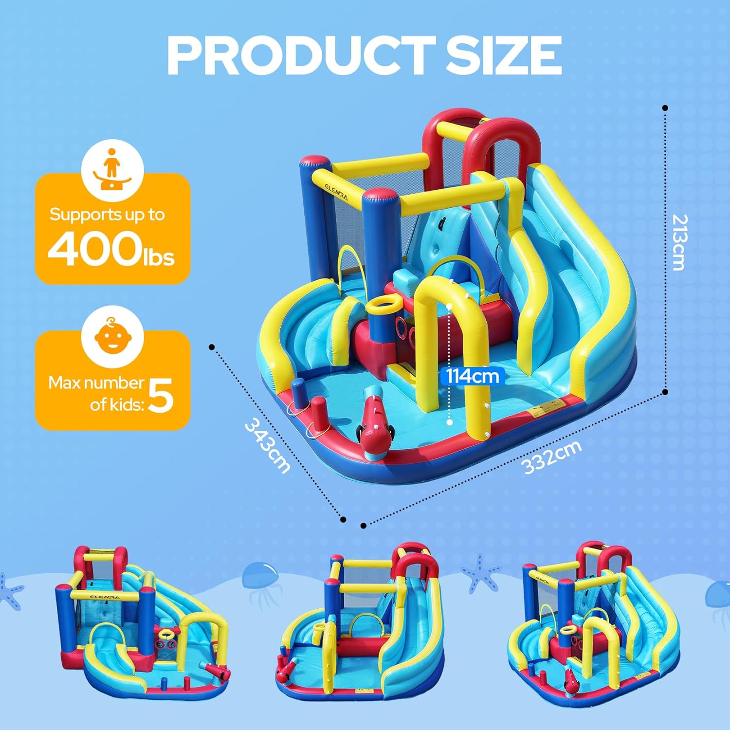 10 in 1 Inflatable Water Slide Bounce House, Inflatable Bounce House with Blower, Dual Slides & Climbing Walls &