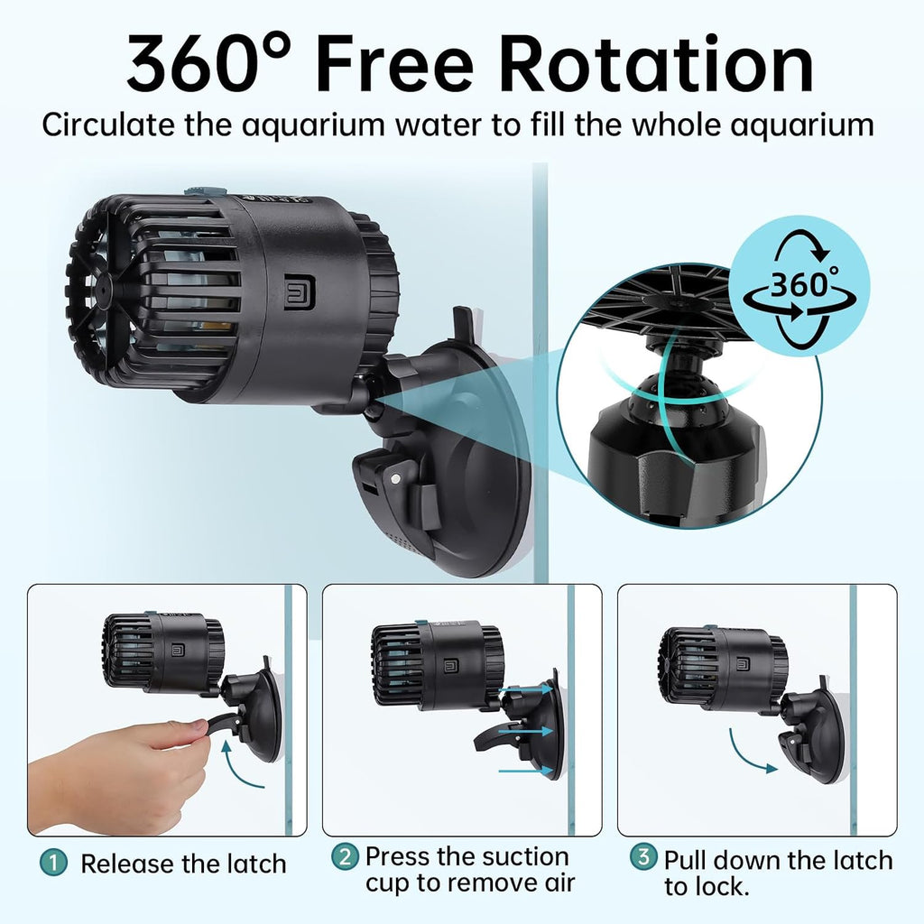 Aquarium Wave Maker 1200GPH with Powerful Suction Base Fish Tank Wavemaker Submersible Circulation Pump Powerhead