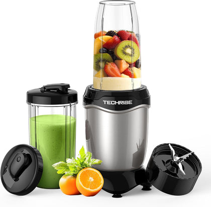 600W Personal Blender, Smoothie Blender with 2 x 17oz Portable Cups with Sip Lids, Stainless Steel Blade