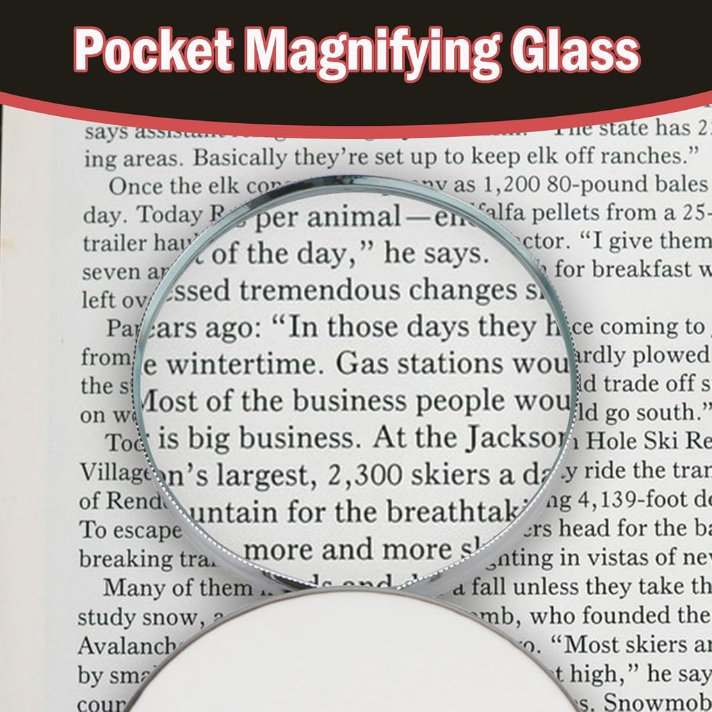 20X Handheld Magnifier, Pocket Magnifying Glass Reading Magnifier | Metal, folding magnifying glass to 180° rotation