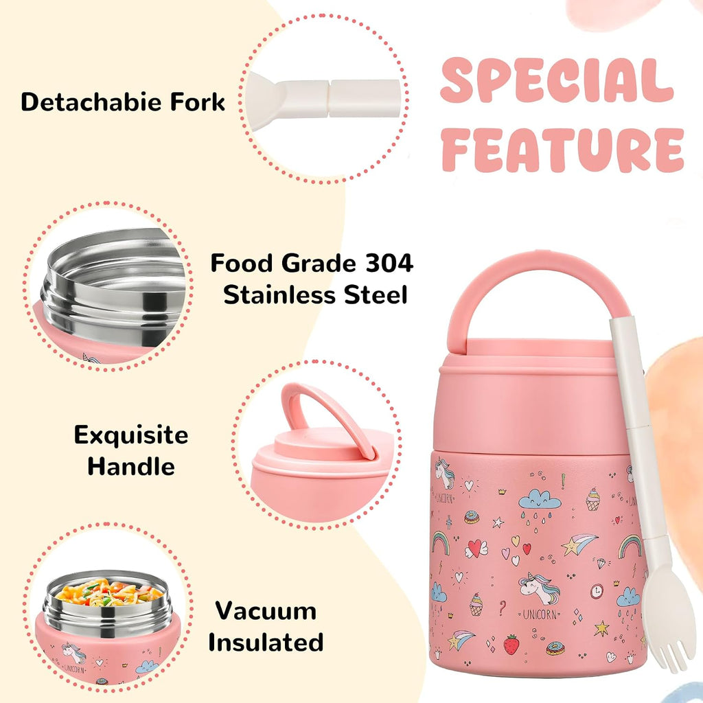 10oz Soup Thermo for Hot Food Kids Insulated Food Jar Container with Spoon Width Mouth Stainless Steel Leak Proof