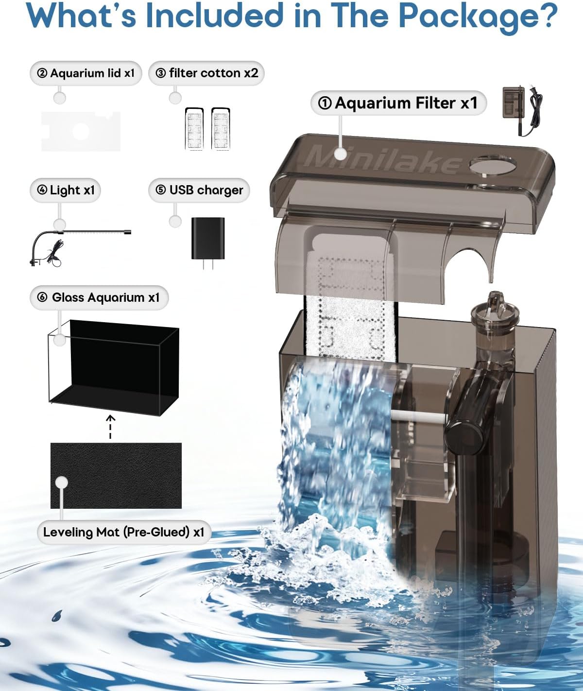 5 Gallon Glass Aquarium Starter Kit, Rimless Fish Tank