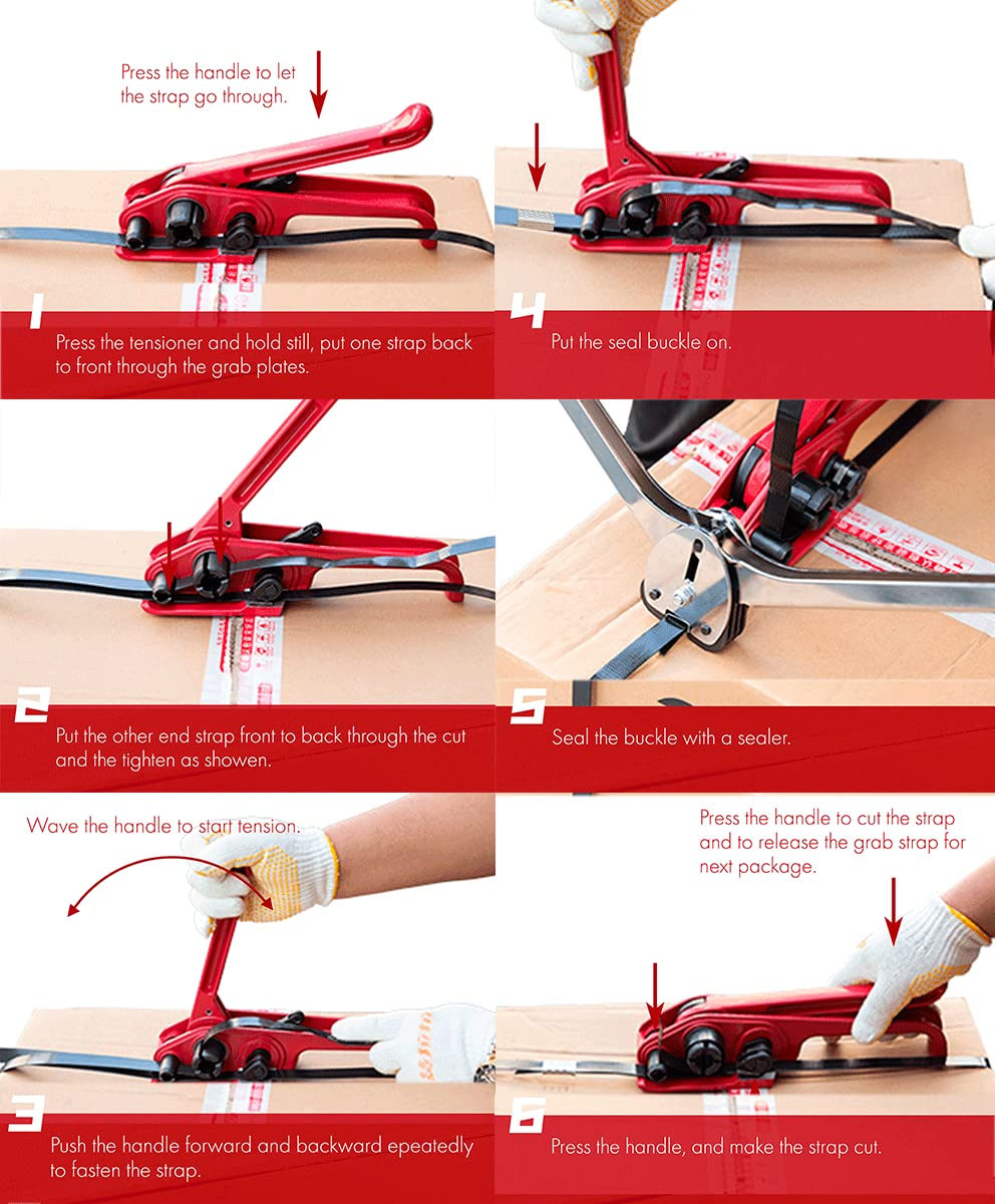 Poly Strapping Tensioner & Cutter Manual Banding Tools Windlass for 1/2" -3/4" Width Polyester Polyproplyn