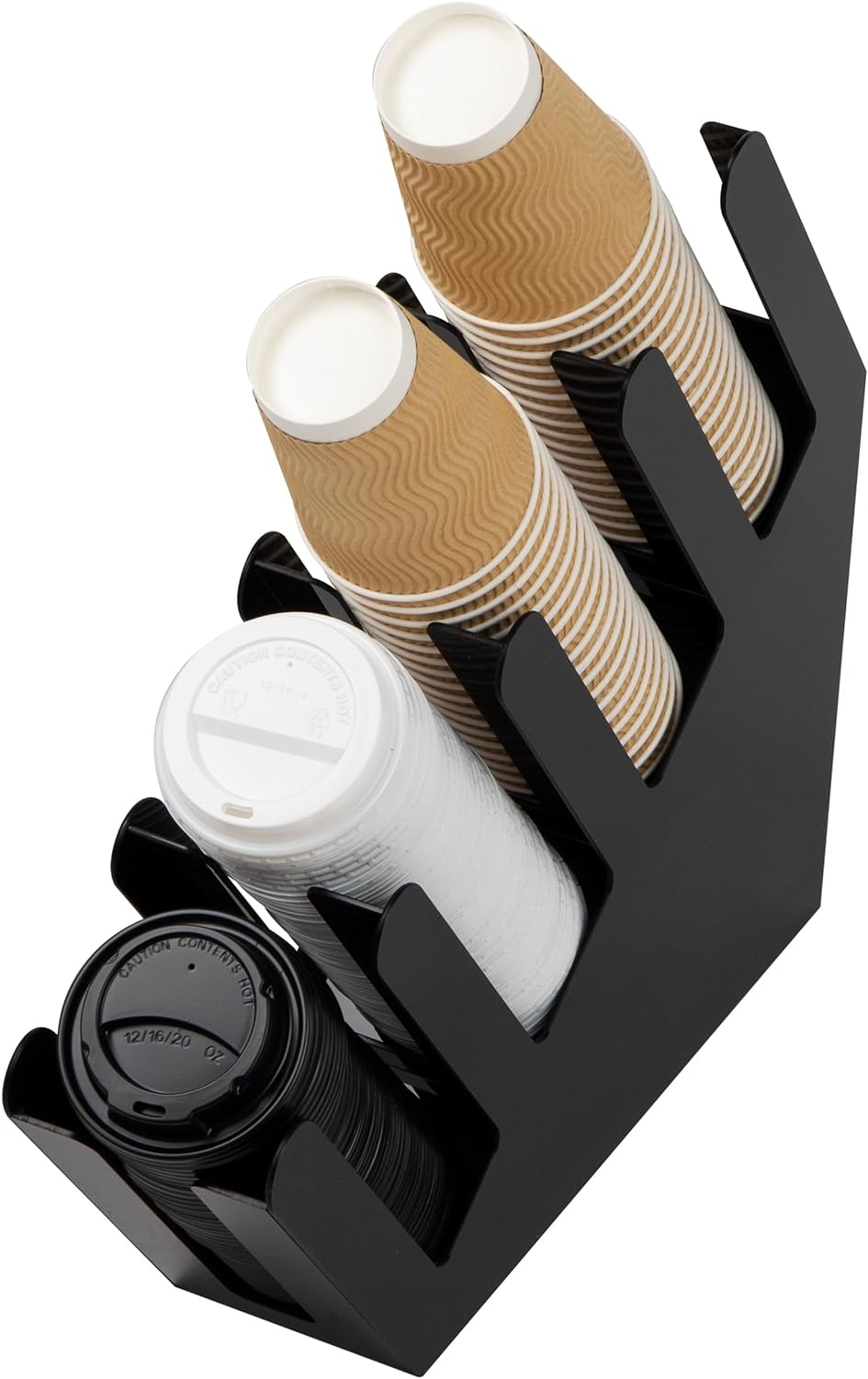 Cup and Lid Dispenser, Countertop Org, Coffee Bar, Beverage Cup, Kitchen, Breakroom, Black