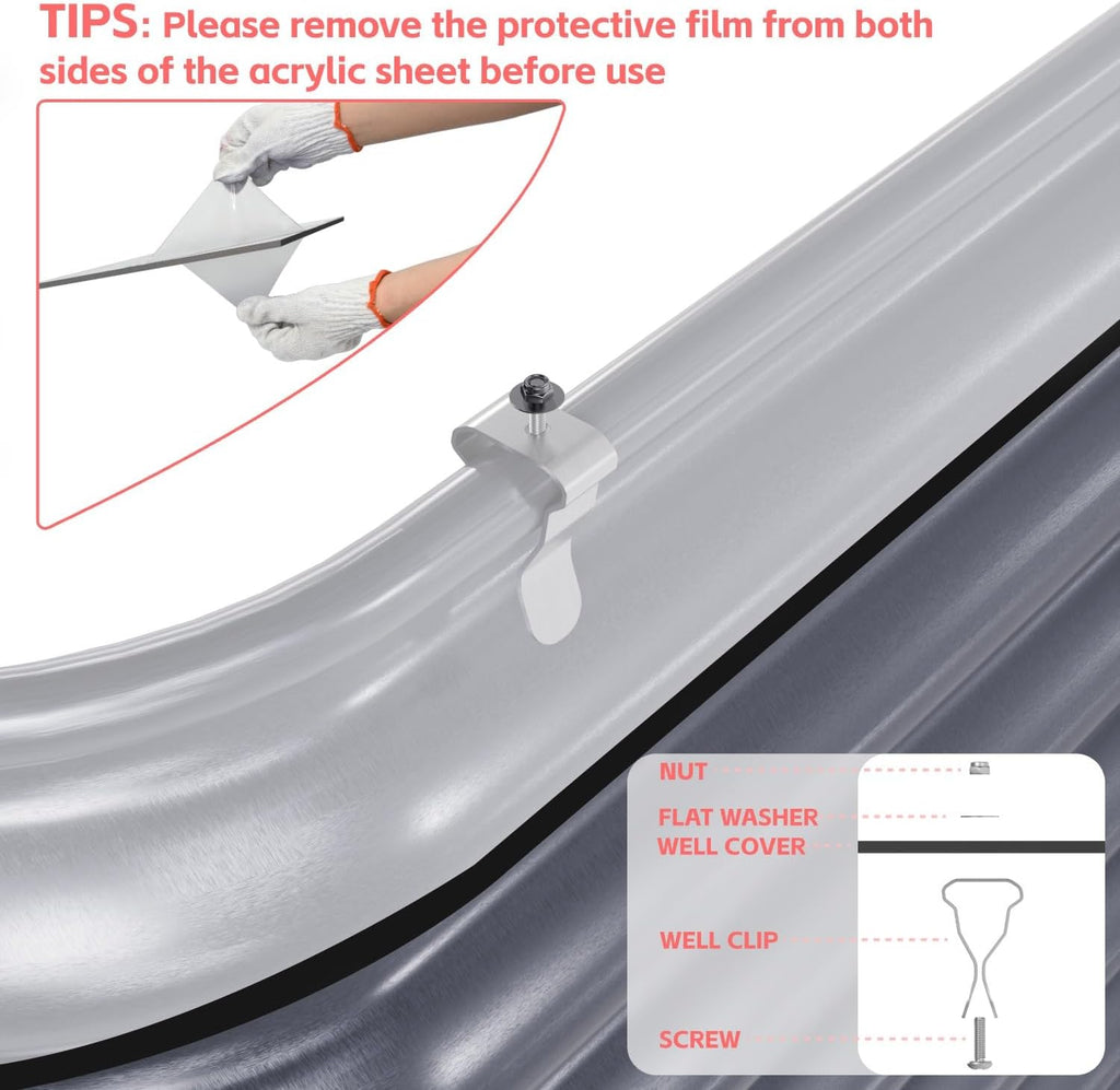 Egress Window Well Cover Outside 54" x 38", Heavy-Duty Polycarbonate Basement Covers-Double UV Coating, All-Weather