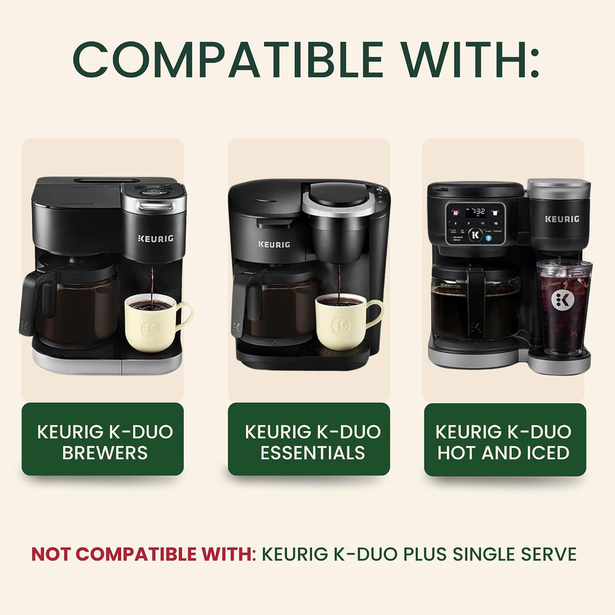 Reusable Keurig Duo Coffee Filter Basket for K-Duo Gen 2 - Mesh Replacement
