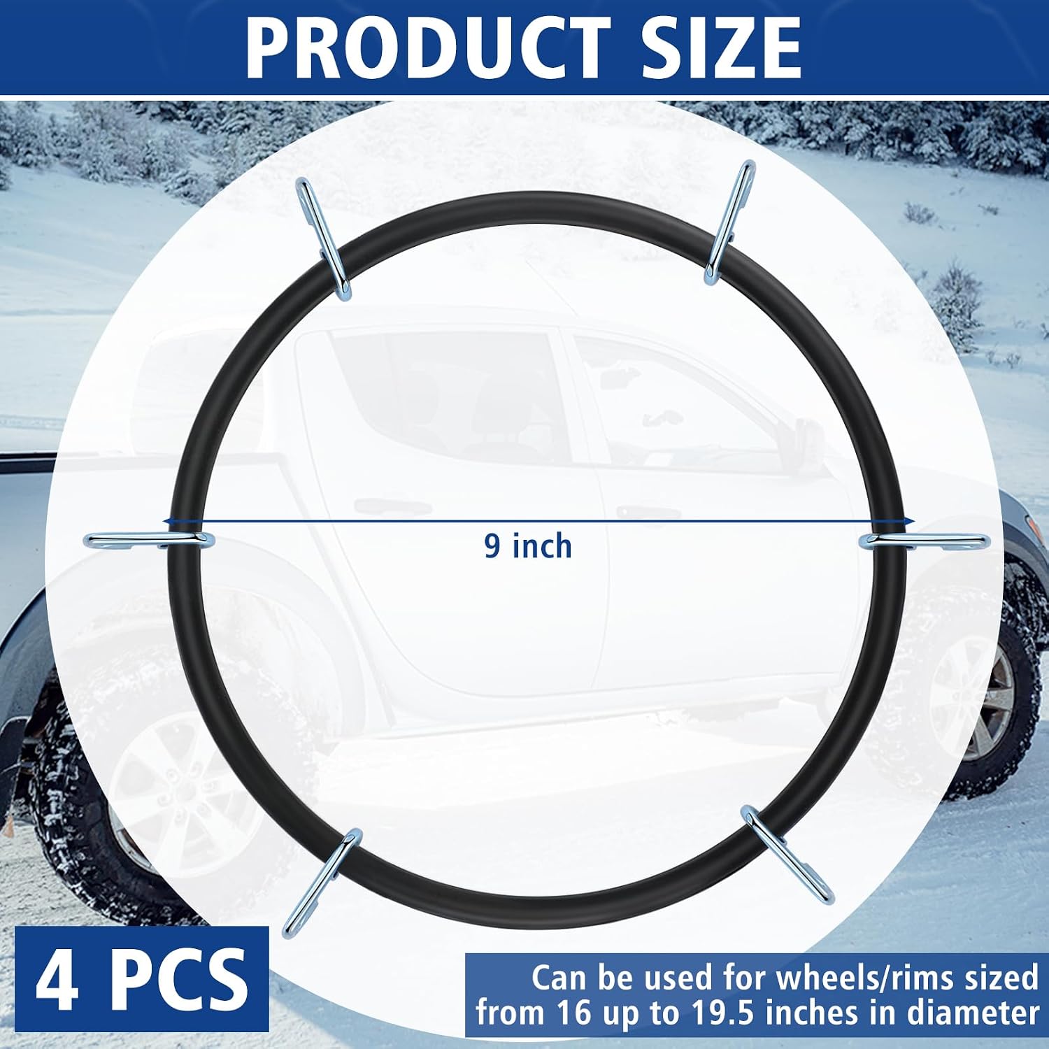 4 Pcs Light Truck Traction Chain Rubber Tightener Grip Light Truck/SUV Tire Tensioner Adjuster Tire Chain Tensioner