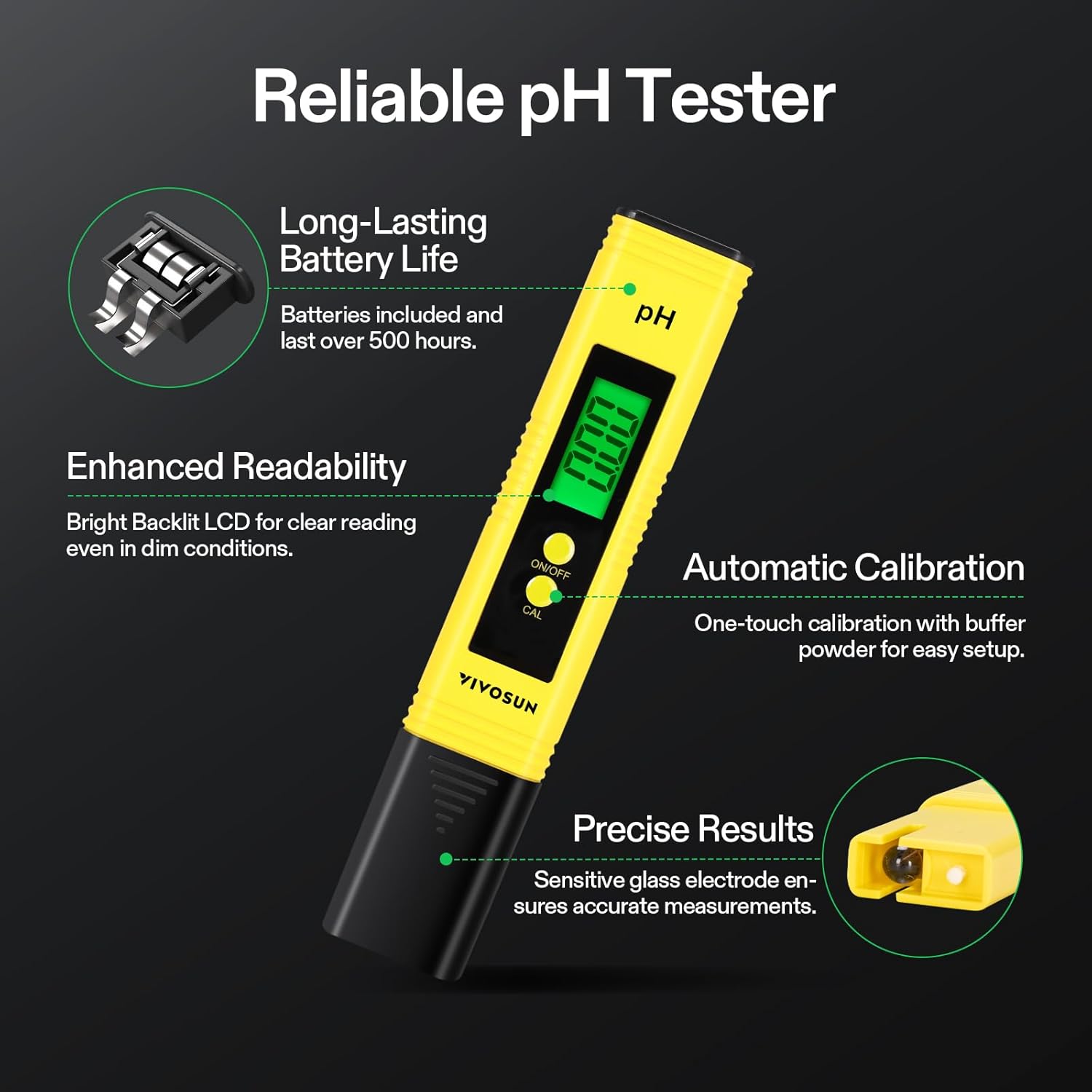Digital pH Meter TDS EC Meter for Water 0.01 Accuracy Hydroponics | ±0.01 pH Accuracy, ATC, Auto Calibration, LCD
