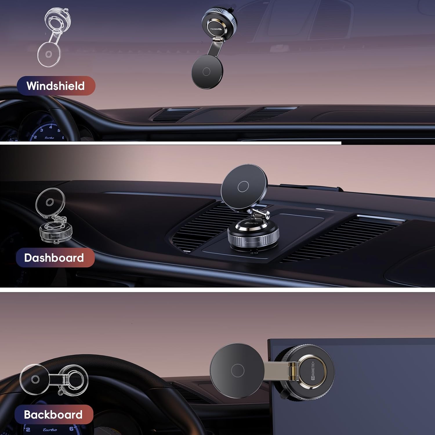 Magnetic Phone Holder for Car 2026 Heavy Duty Model 360° Adjustable Vacuum Suction Car Magsafe Phone Mount Cell Phone