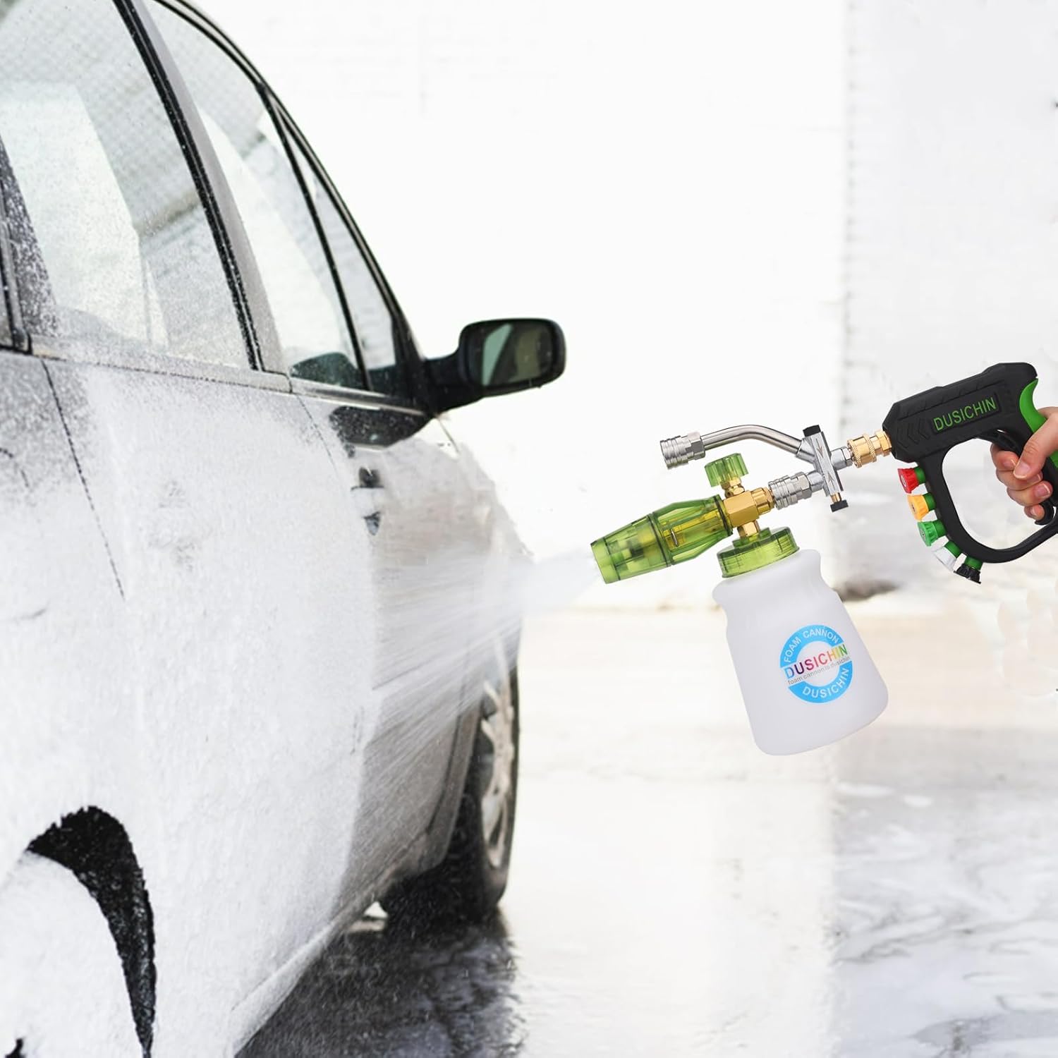 Pressure Washer Accessory Short Wand Foam Cannon | Dual Connector Shift Valve Car Wash Foam Cannon Kit 1/4 Inch Quick