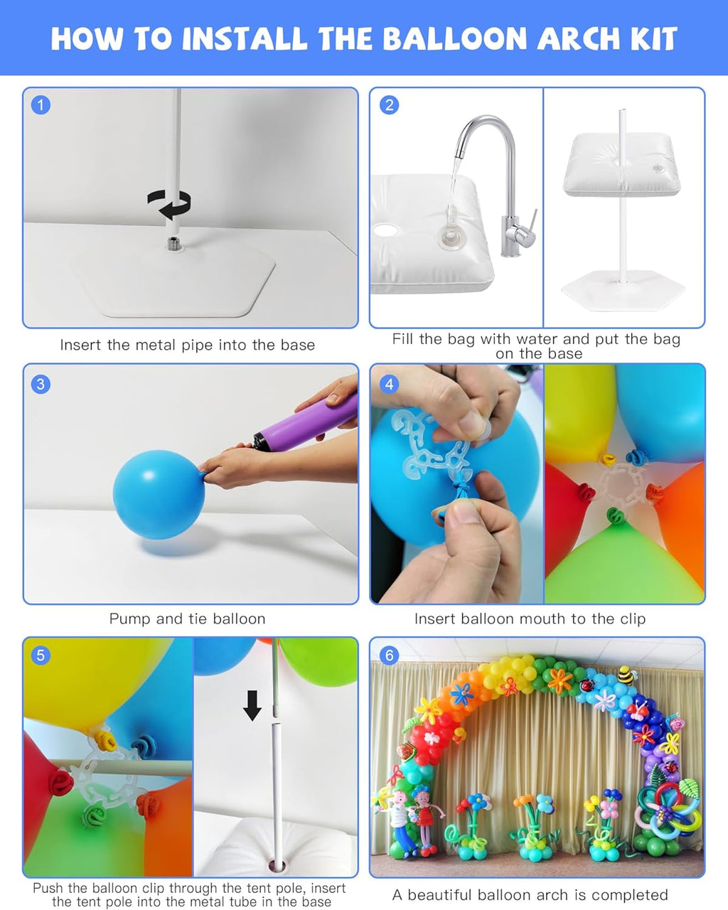 Balloon Arch Stand Kit, 10FT Wide & 7.5FT High Adjustable Balloon Arch Frame, Ideal For Party Decorations, Not