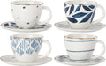 Porcelain Blue Bay 4-Piece Espresso Cup & Saucer Set, 2.45 LB