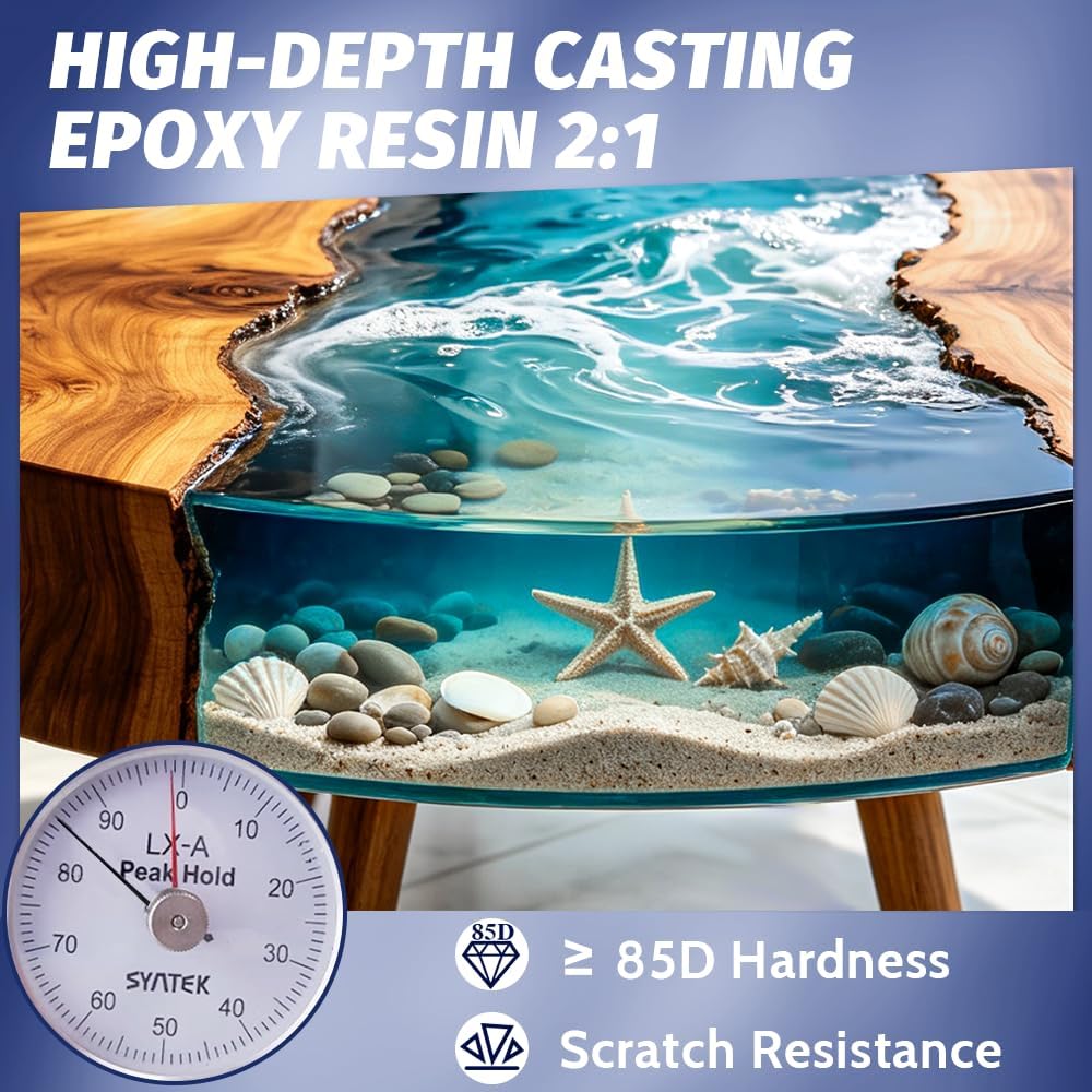Deep Pour Epoxy Resin 27oz - 2:1 Crystal Clear Deep Pour Epoxy for 2-4 Inch Depth, No Yellowing & High Hardness