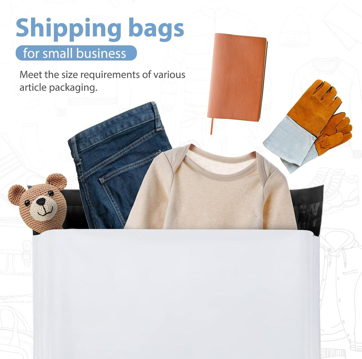 Poly Mailers 12x15.5 200PC Medium Shipping Bags for Clothes White