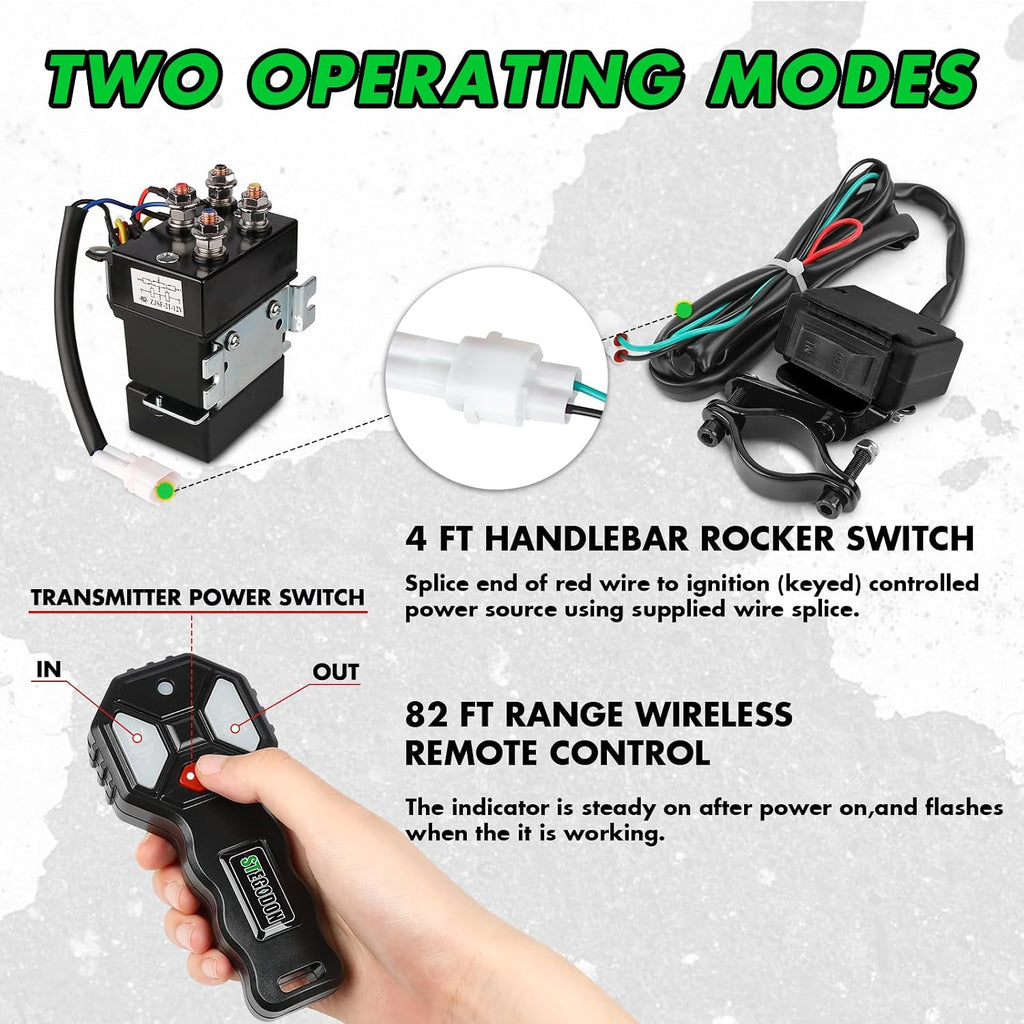 4500 Winch 12V Electric ATV/UTV Winch with Synthetic Rope,2pcs Wireless Remote and Winch Stopper for Towing Jeep