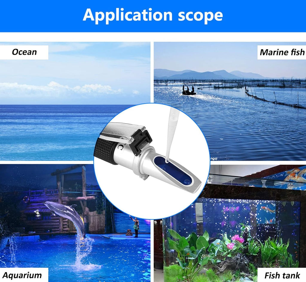 Salinity Refractometer for Aquarium Seawater Marine Fishkeeping | Salinity Tester 0-100PPT & 1.000-1.070 Salinity