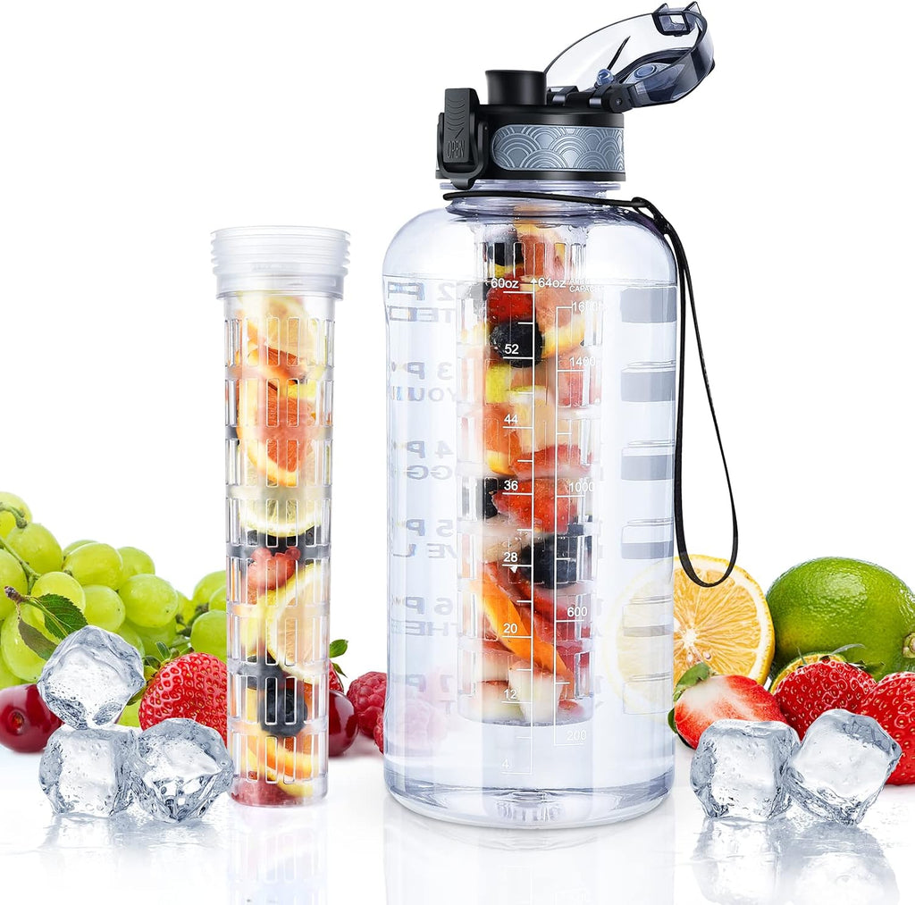 Fruit Infuser Water Bottle - 68 OZ Leakproof Plastic Infusion Bottle With Straw for Gym, Camping, Travel, Outdoor
