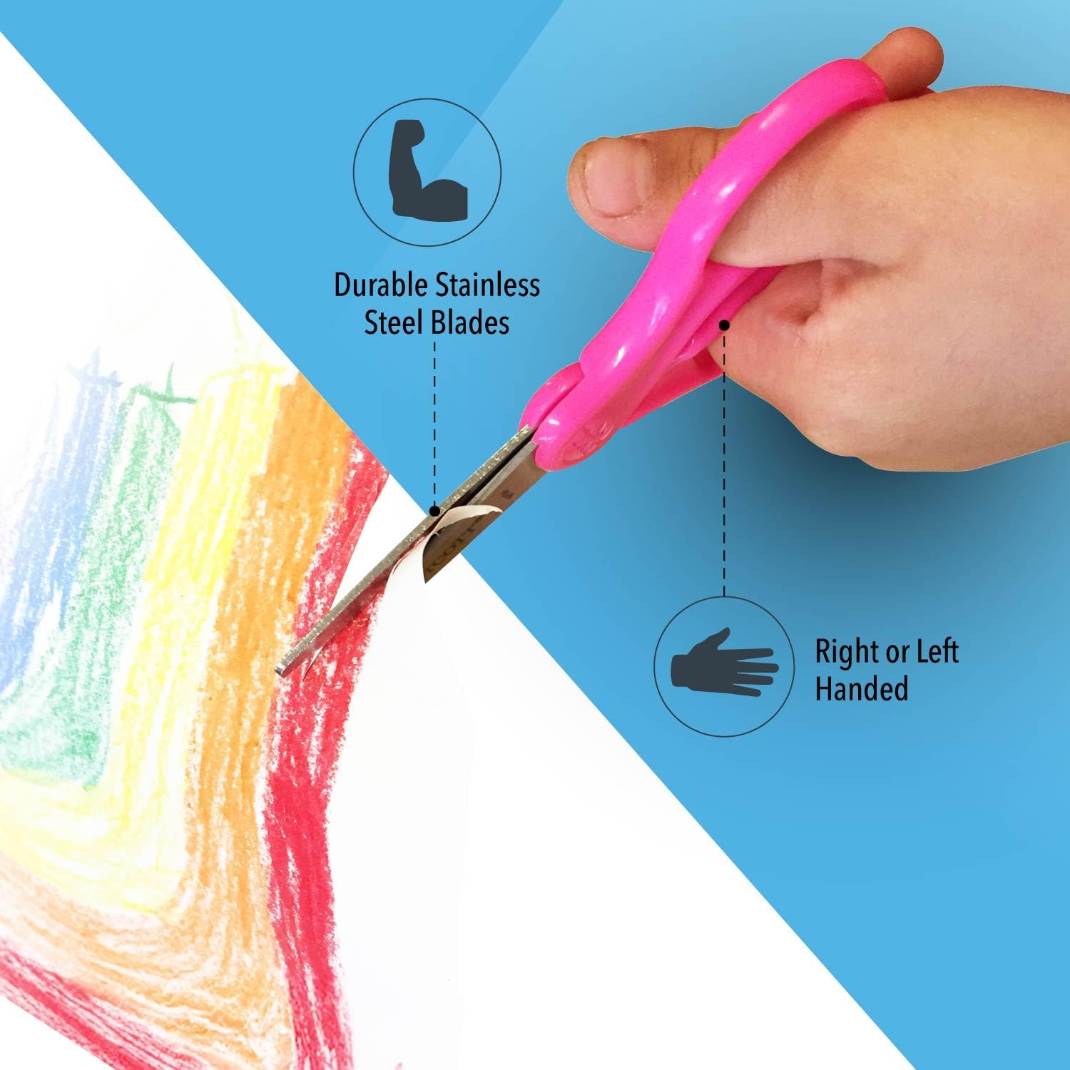 Right & Left-Handed Scissors For Kids - Back to School Essentials, Classroom Must Haves, Art Supplies - 5-Inch