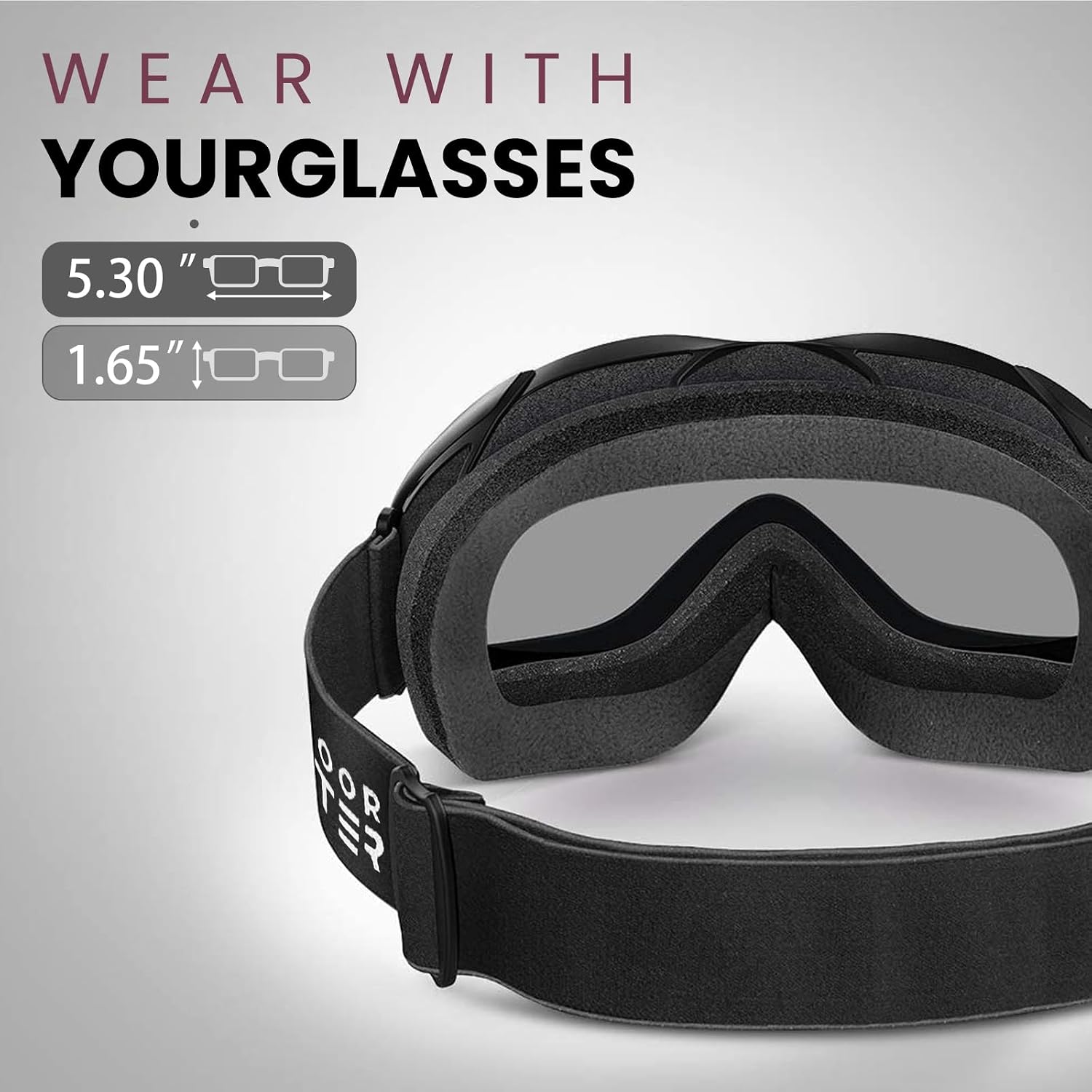 OTG Ski Goggles, Snowboard Goggles for Men, Women & Youth | Over Glasses Ski Goggles with Anti-fog UV400 Protection