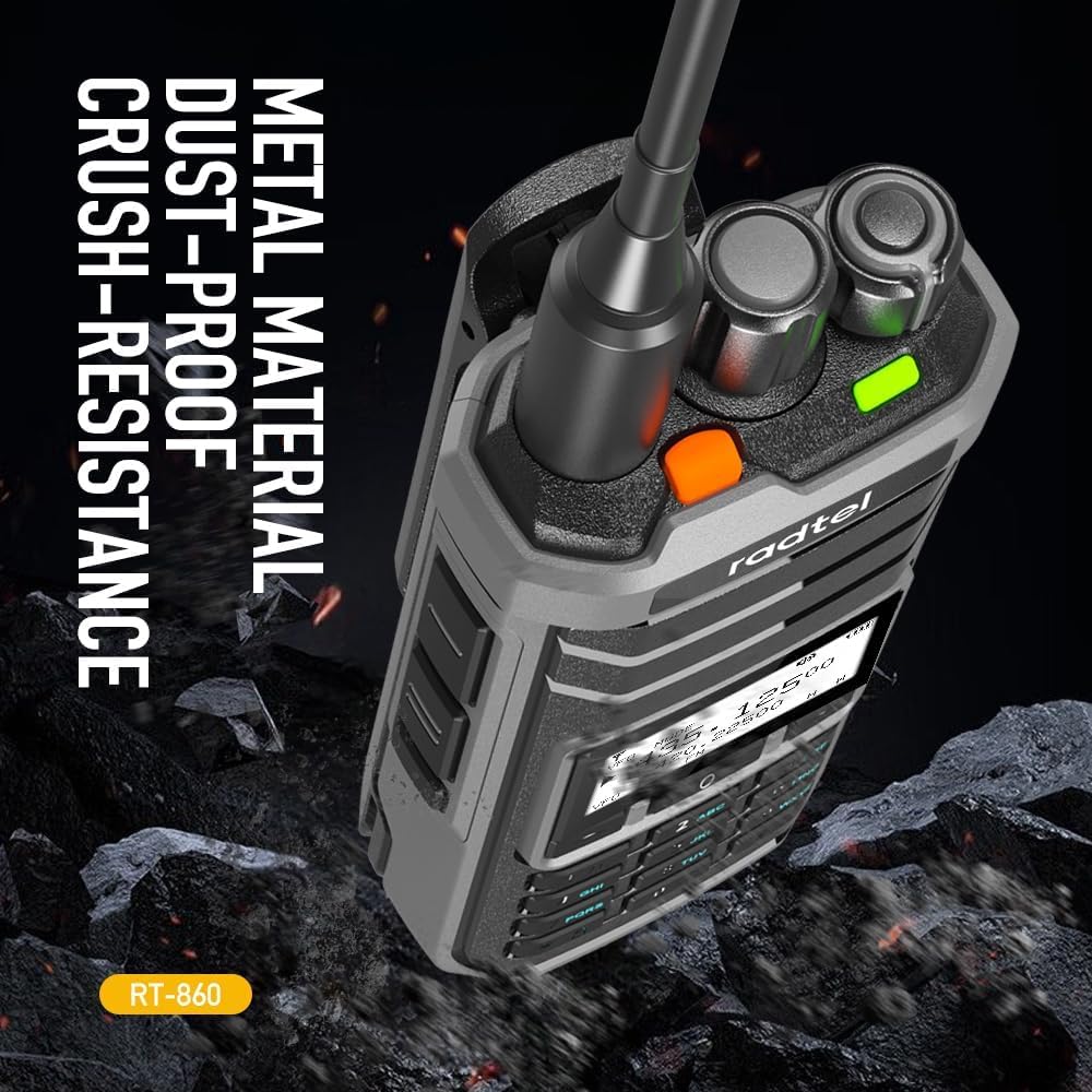 RT-860 Multi Band Ham Radio HF UHF VHF Dual Band with AM USB LSB CW CB LW MW SW SSB Reception, 1024 Channels, 2000mAh