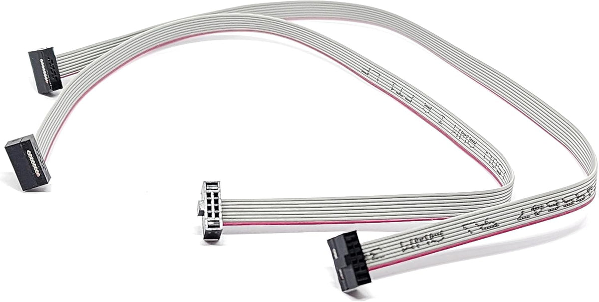 2-Pack 25cm 10 Inches 1.27mm 0.05" 8P 2x4 F/F Mini Female to Female IDC Connector 0.635mm 0.25" Pitch 8 Conductors 8 Wires SWD Flat Ribbon Cable