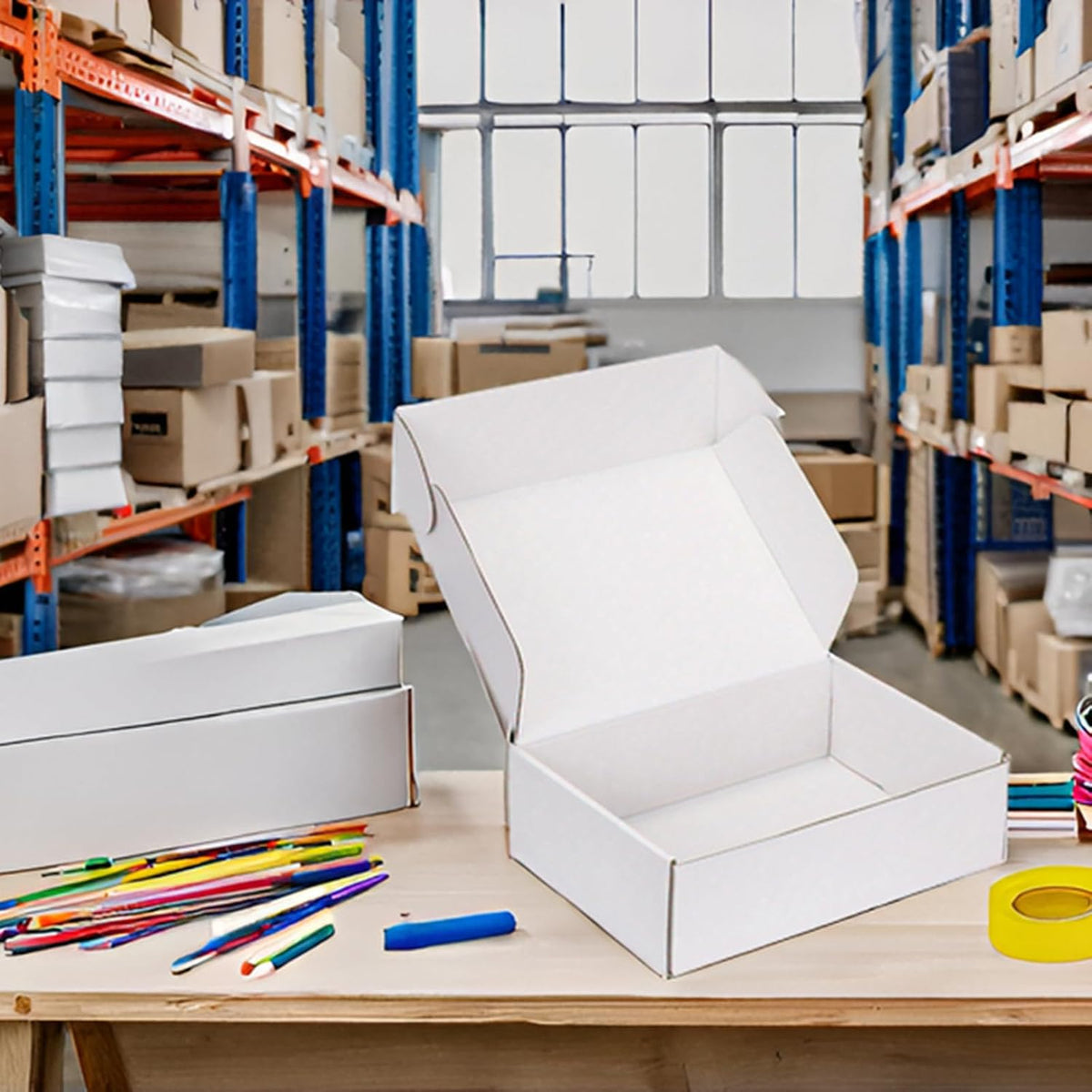 10x10x3 White Shipping Boxes for Small Business, Packing, 25 Pack