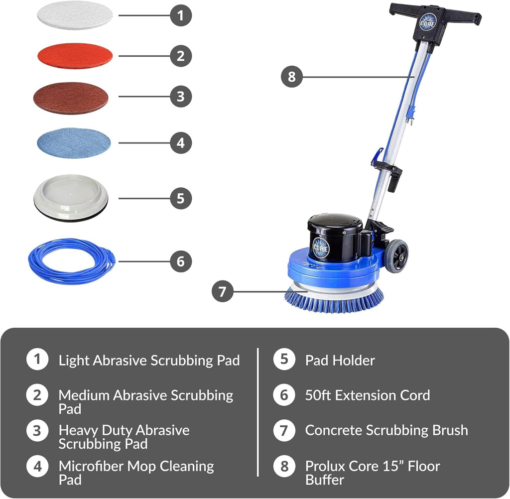 Core 13 inch Electric Floor Buffer Scrubber and Polisher Machine - All Floor Surfaces