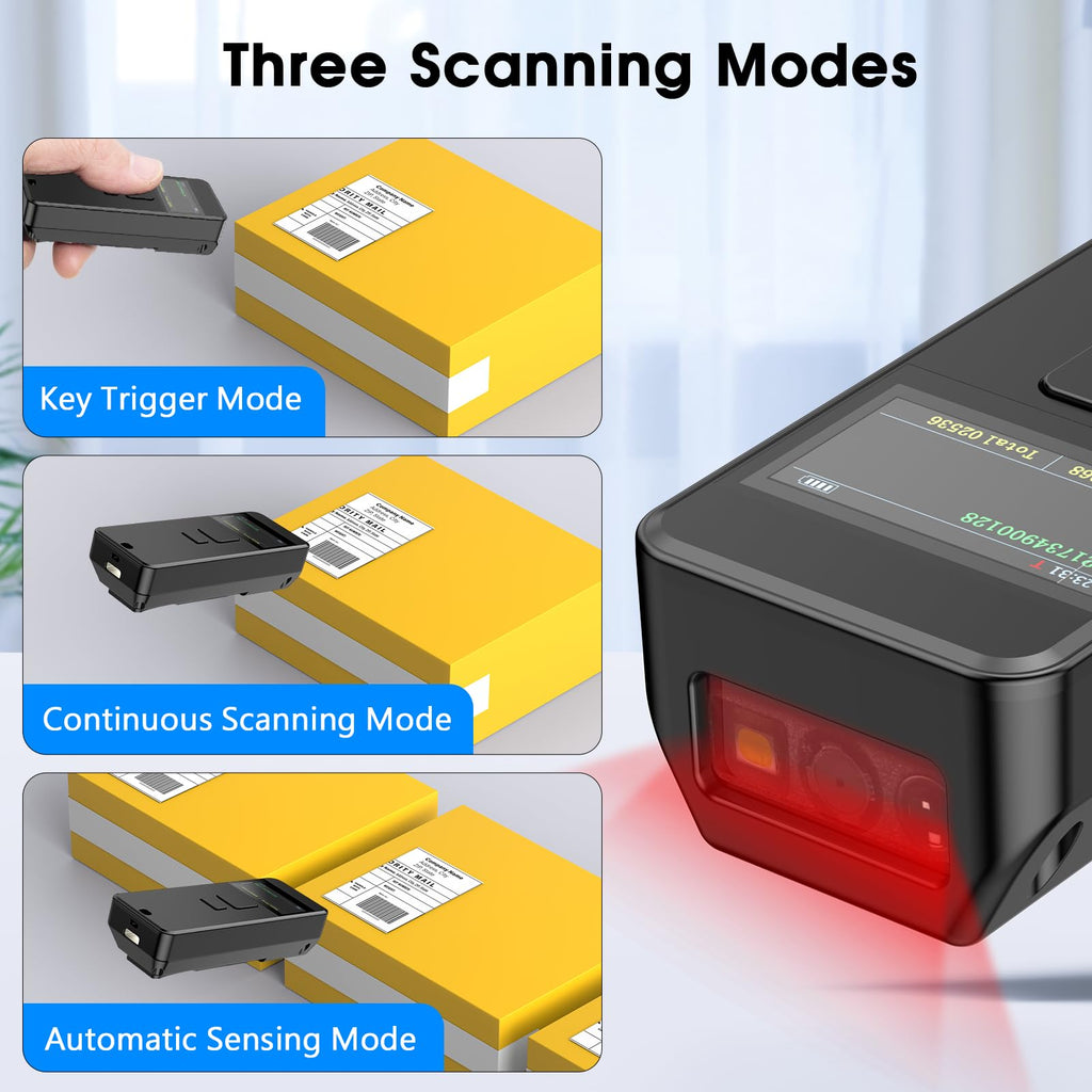 2D Bluetooth Barcode Scanner Wireless with Display Screen with Magnetic Suction Clip,Portable Mini Library Book