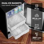 2-in-1 Under Counter Nugget Ice Maker with Beverage Refrigerator