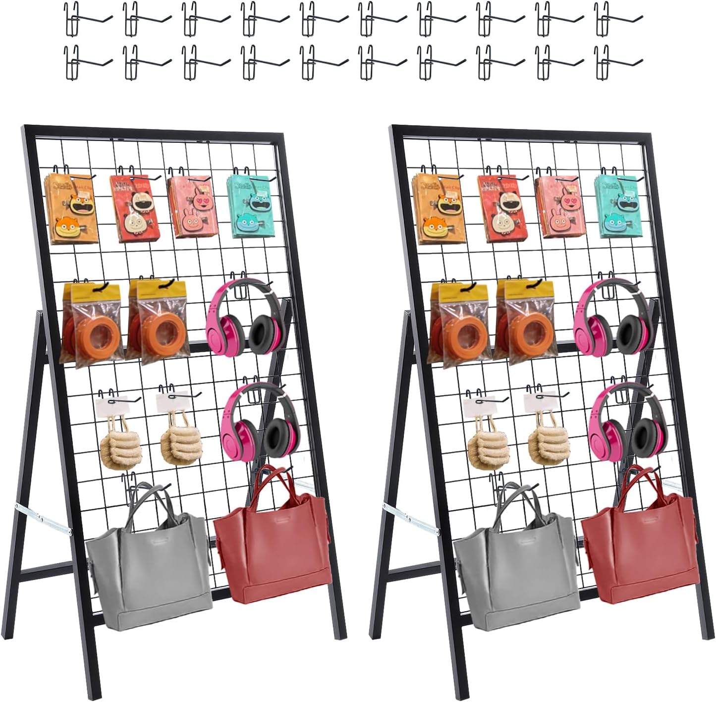 Metal Grid Wall Panels, Black Wire Grid Panel, Gridwall Display Stand, Heavy Duty Gridwall Panels for Retail Display