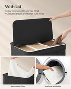 Bamboo Laundry Hamper with Lid, 39.6-Gallons, with Handles