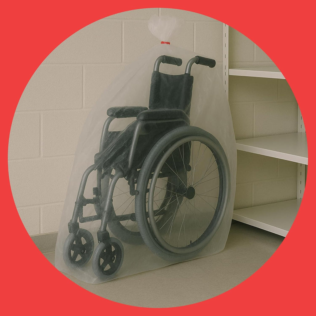 Wheelchair Storage Bag - Premium USA Made Quality - 4 Mil Heavy Duty Clear Bag for Moving and Storage - Waterproof